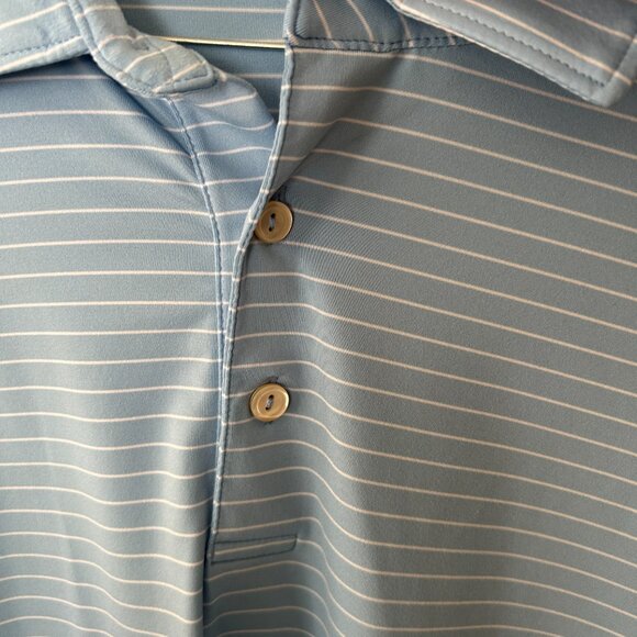 Peter Millar Summer Comfort Button Polo - Blue and White Stripe - XXL - Picture 3 of 5